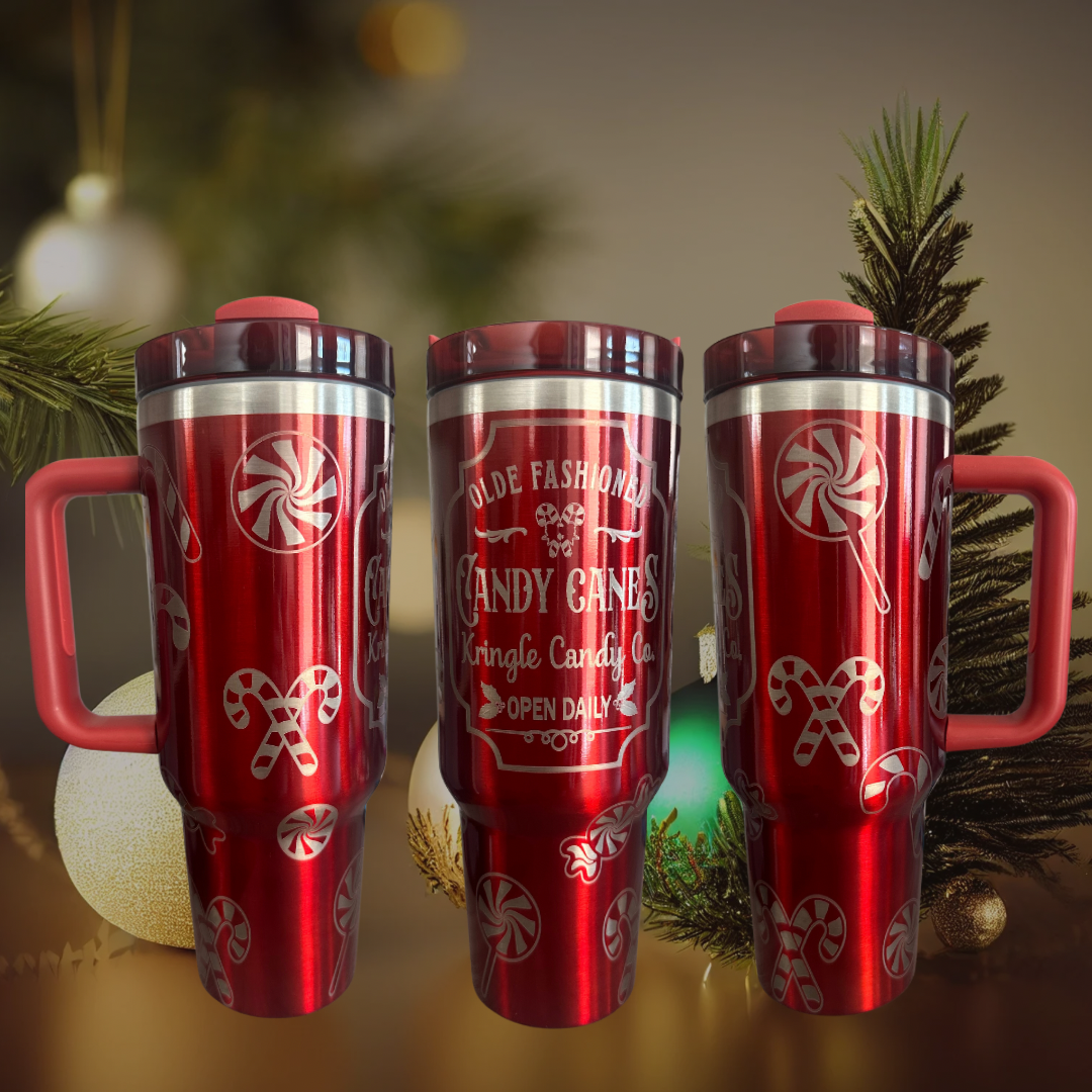 40oz Engraved Candy Cane Tumbler