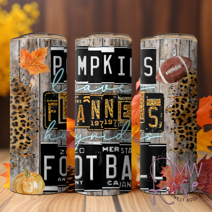 Fall, Flannals and Football - License Plates 20oz