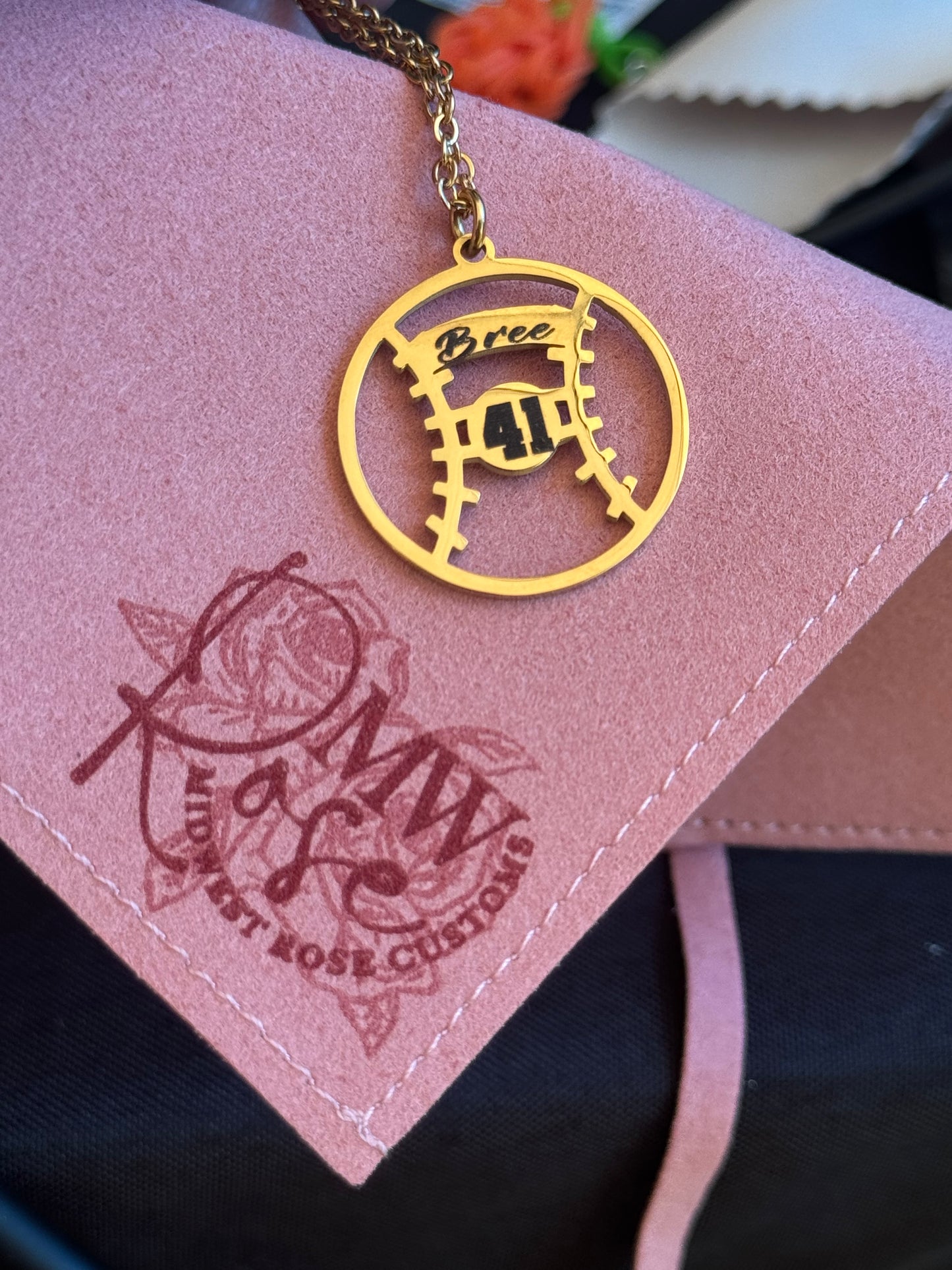 Softball or Baseball Necklace - Custom Engraving included!
