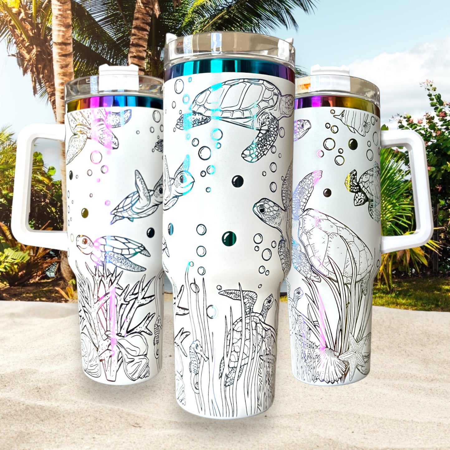 Laser Engraved Sea Turtle 40oz Tumbler