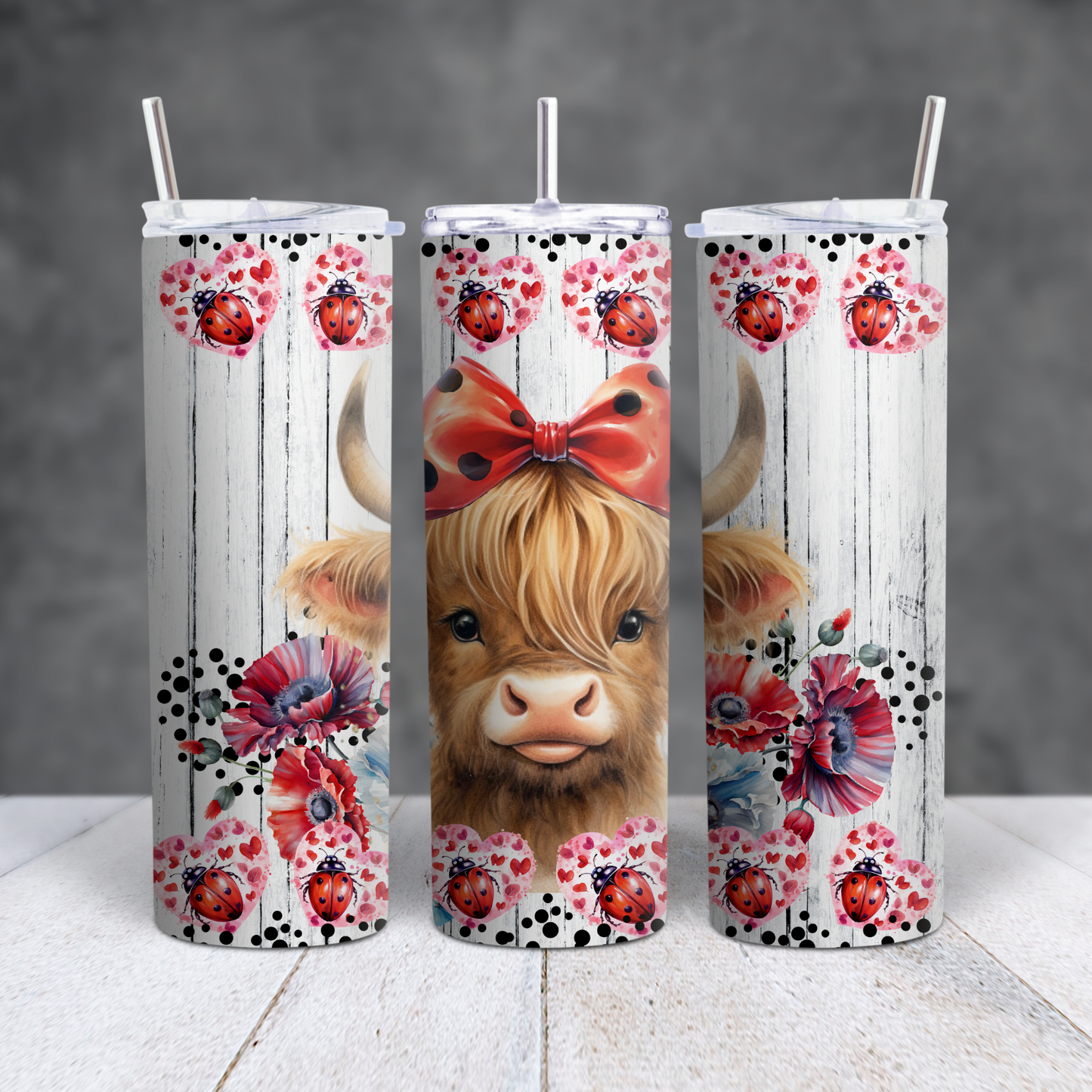Hearts & Highland Cows 20oz Tumblers