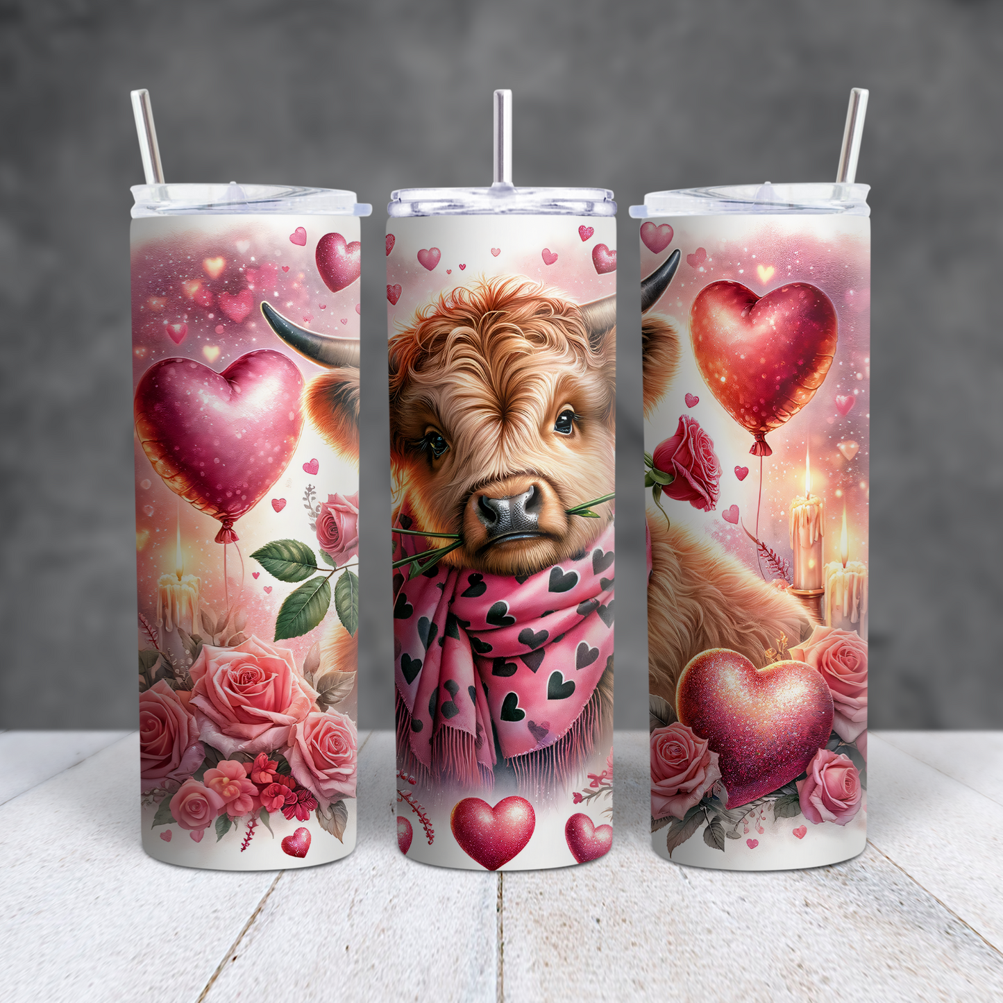 Hearts & Highland Cows 20oz Tumblers