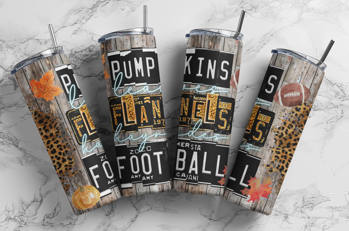 Fall, Flannals and Football - License Plates 20oz
