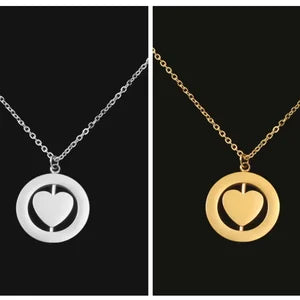 Rotating Circle or Heart Necklace - Custom Engraving Included!