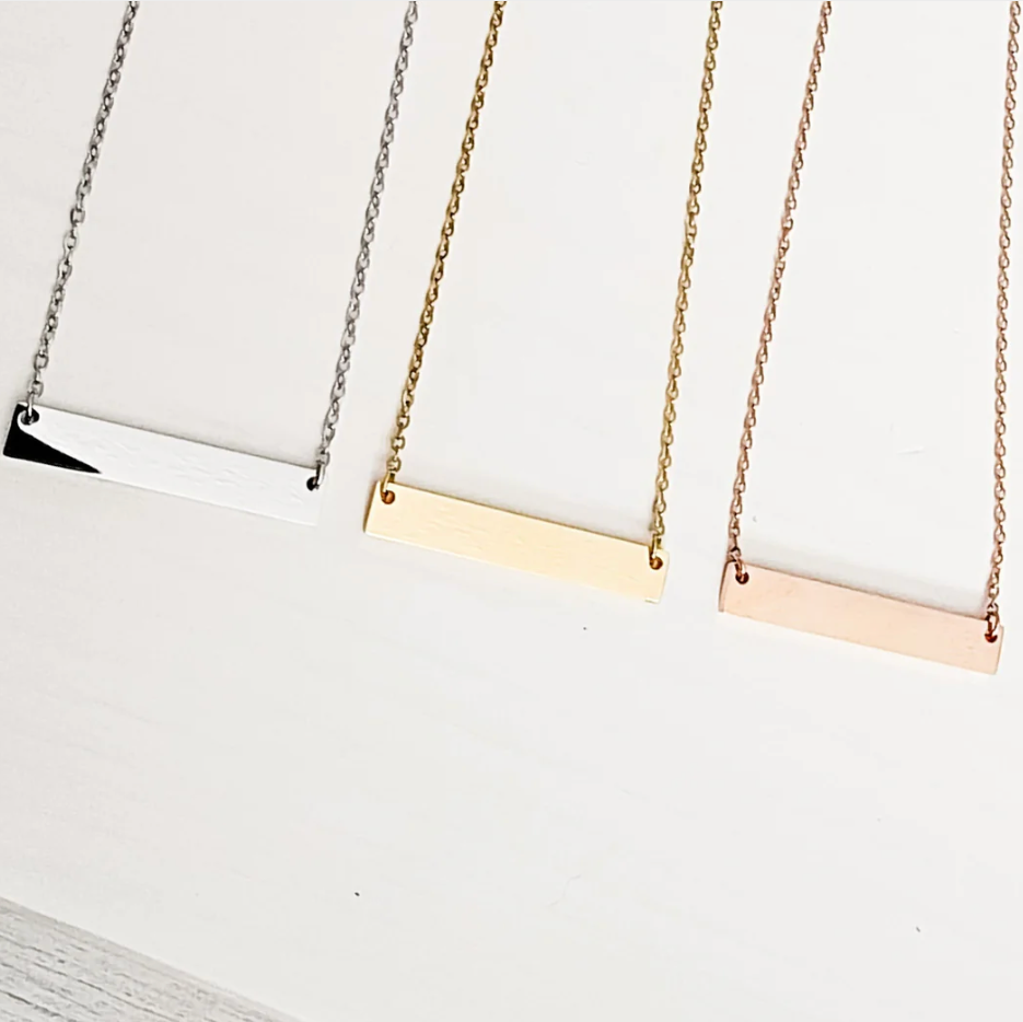 Custom Laser Engraved Bar Necklace