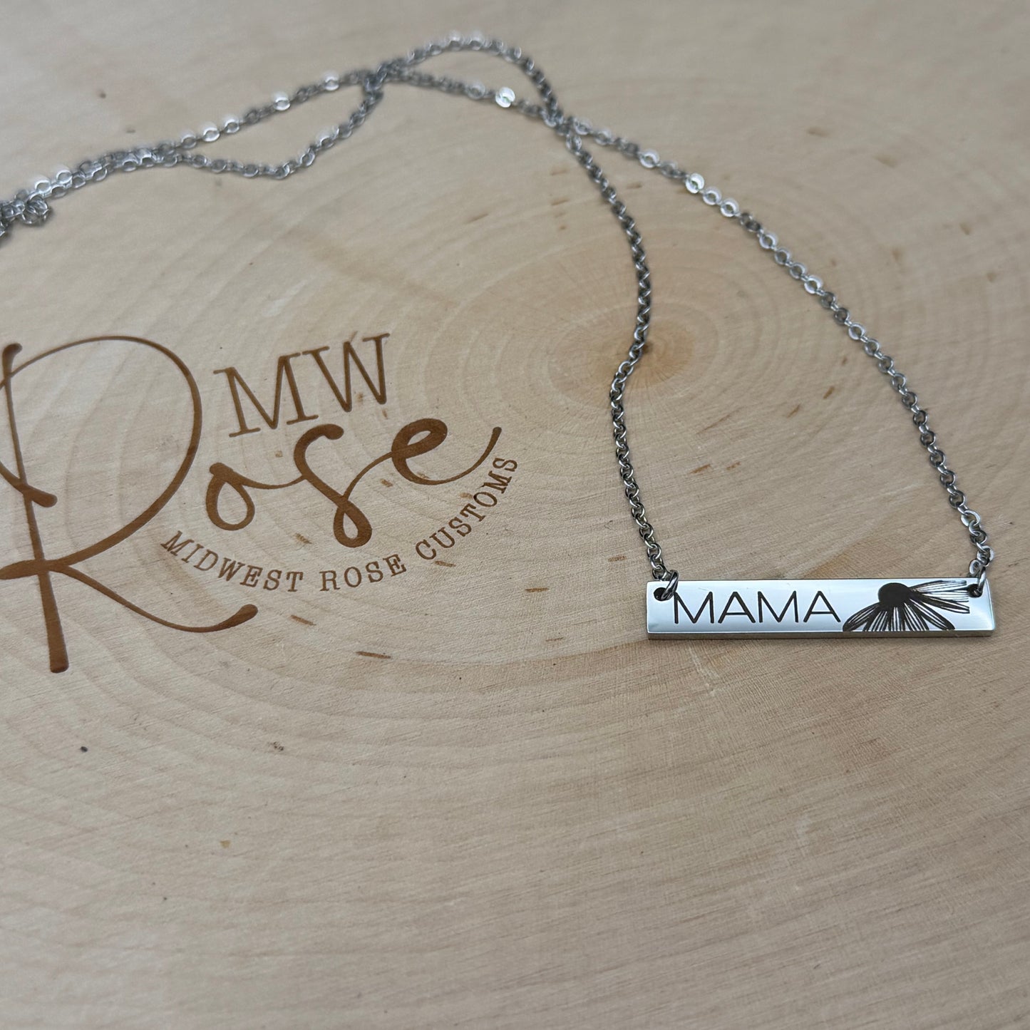Custom Laser Engraved Bar Necklace