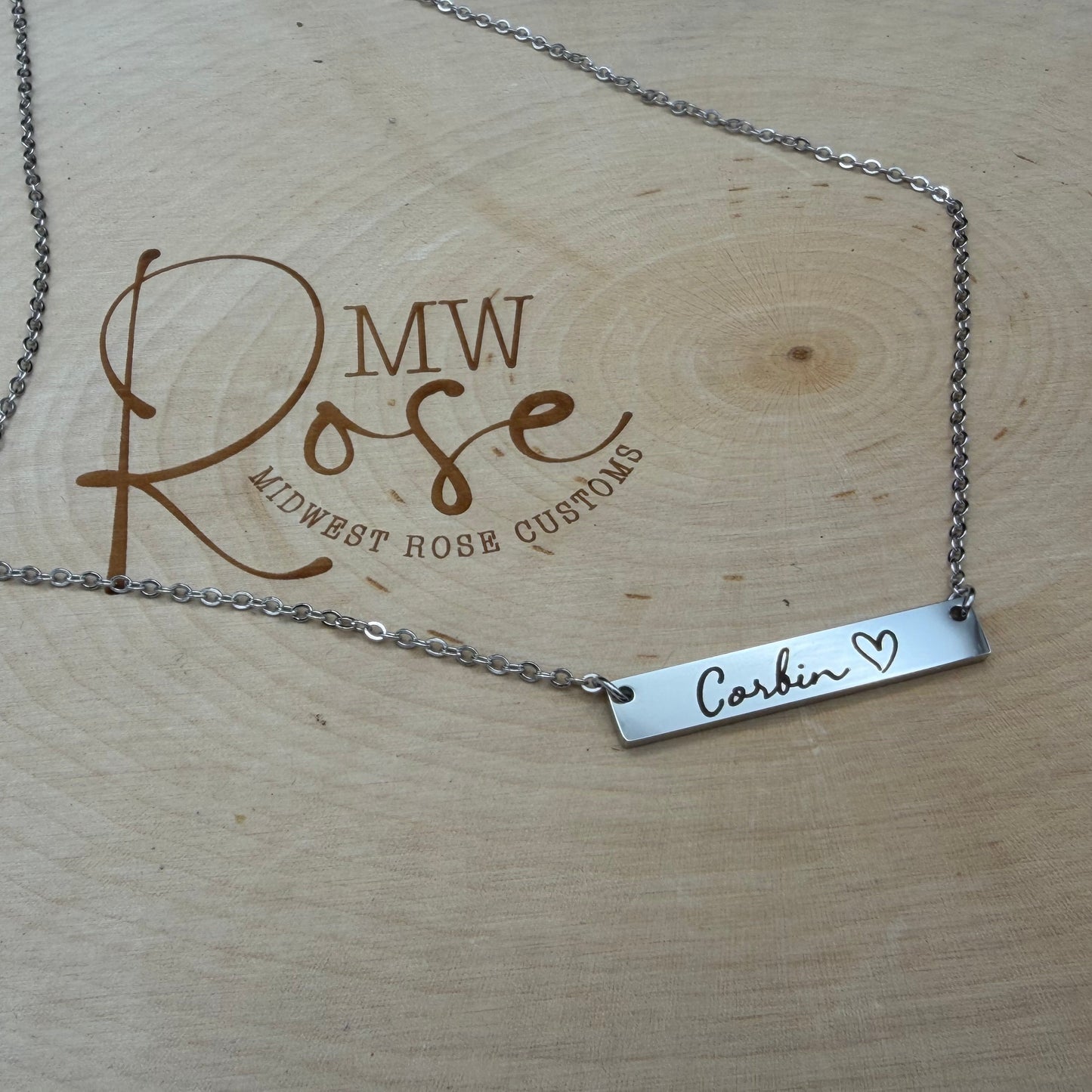 Custom Laser Engraved Bar Necklace