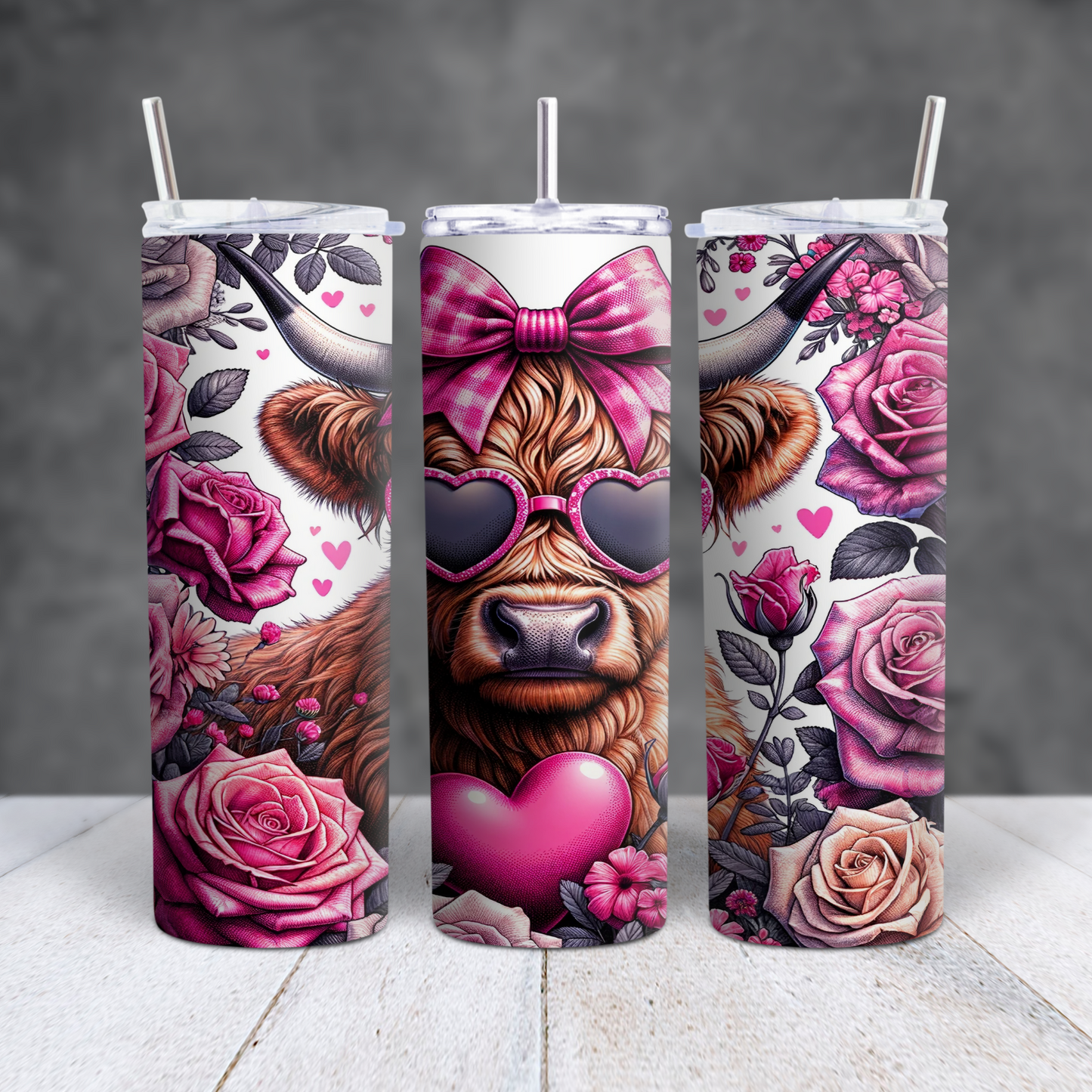 Hearts & Highland Cows 20oz Tumblers