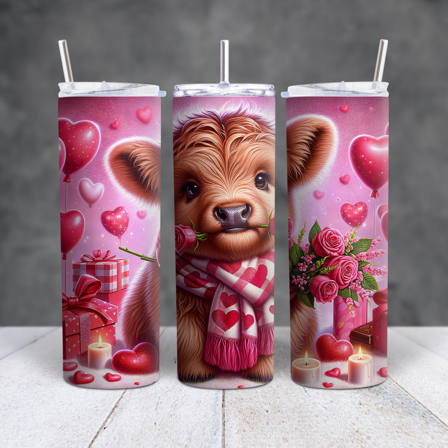 Hearts & Highland Cows 20oz Tumblers
